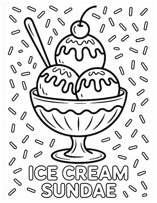 Triple scoop ice cream sundae with sprinkles