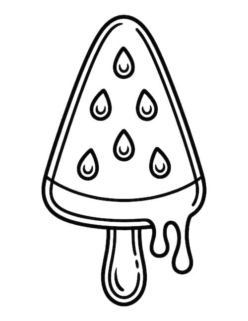Watermelon popsicle summer treat coloring page