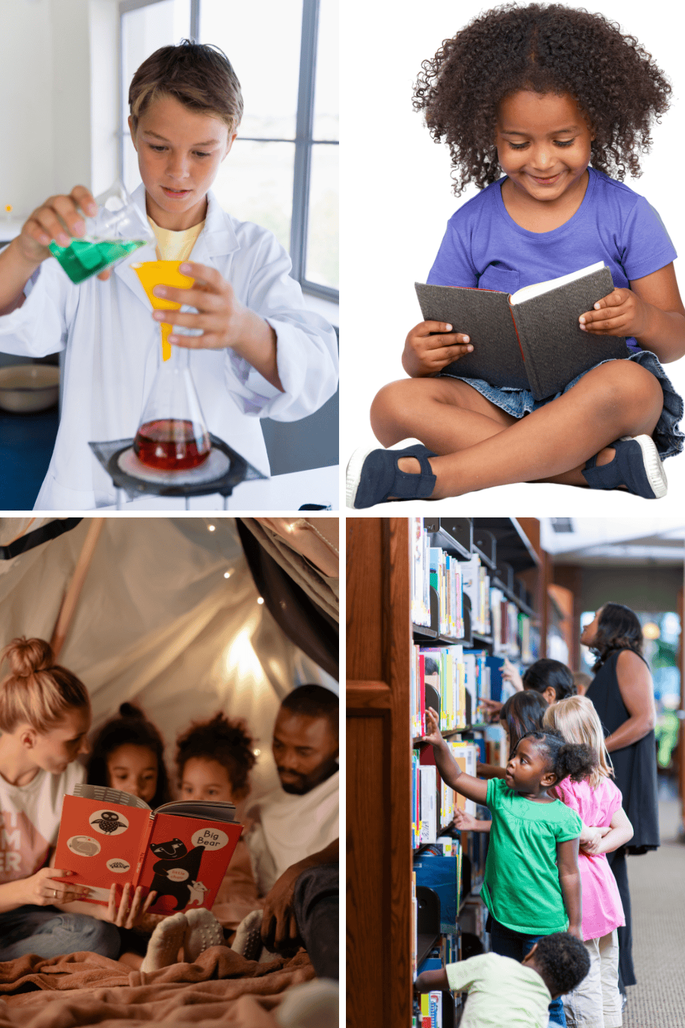 Quiet and educational summer fun – science experiments, reading, family story time, and visiting the library