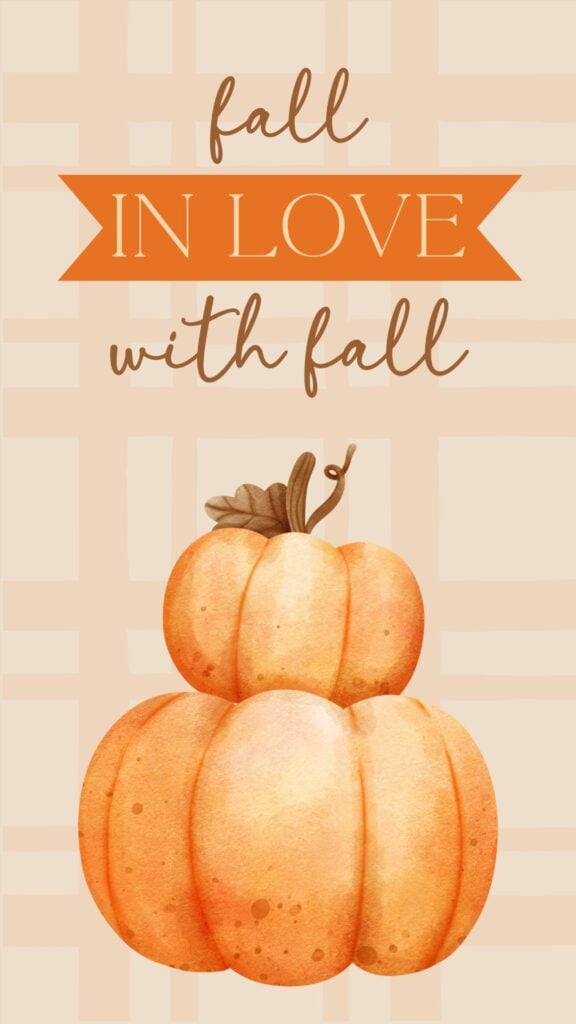 Stacked watercolor pumpkins with orange ribbon banner