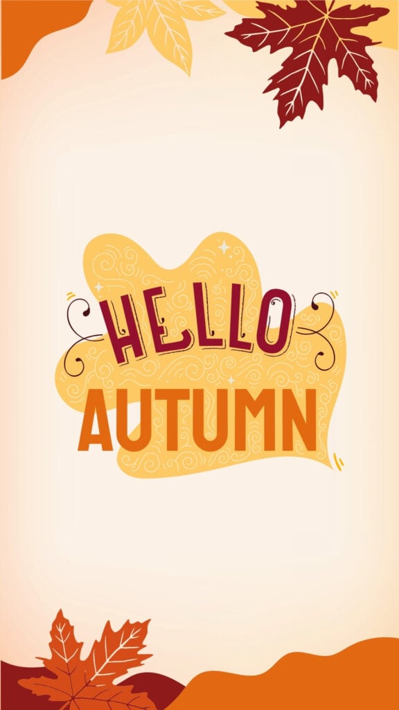 Hello Autumn wallpaper with yellow and red leaves