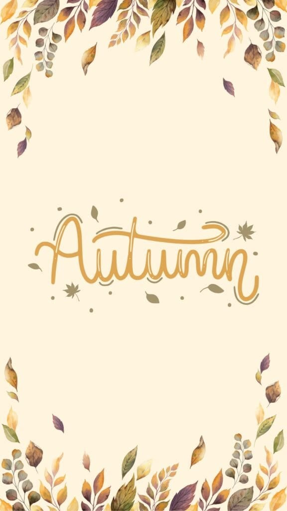 Elegant Autumn wallpaper with watercolor falling leaves border