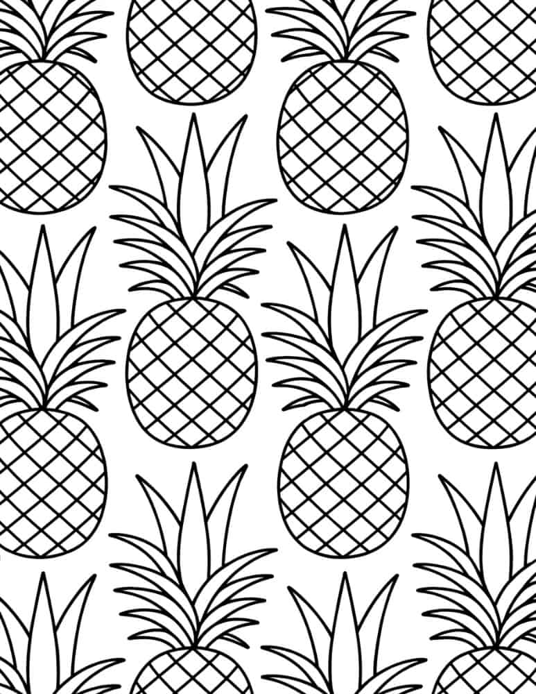 pineapple coloring page pattern printable