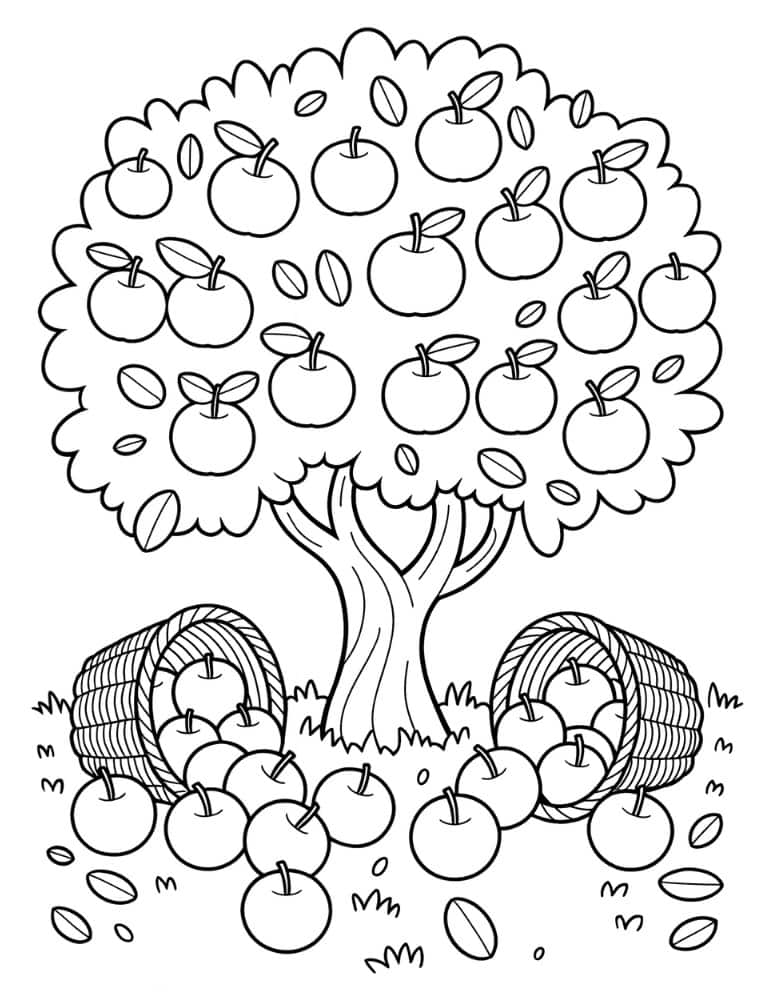 Apple tree with baskets 