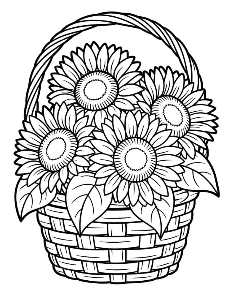 Basket of sunflowers