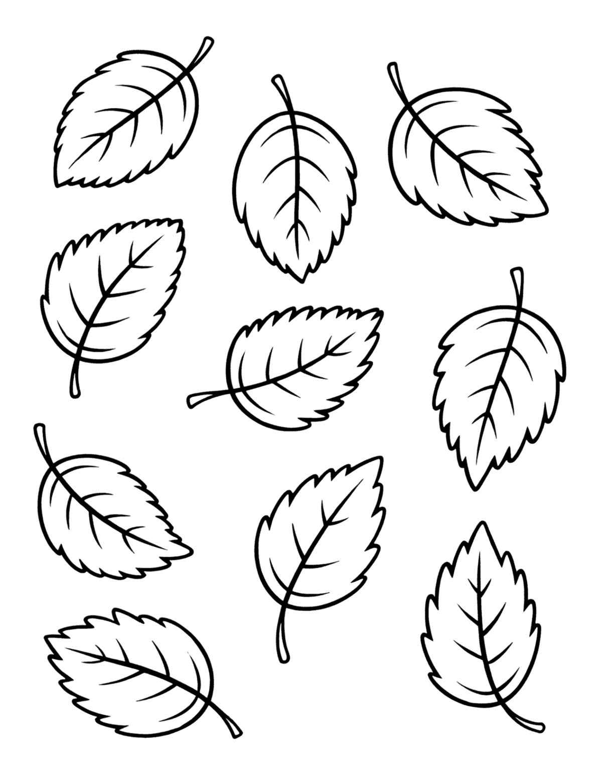 Small birch leaves printable sheet
