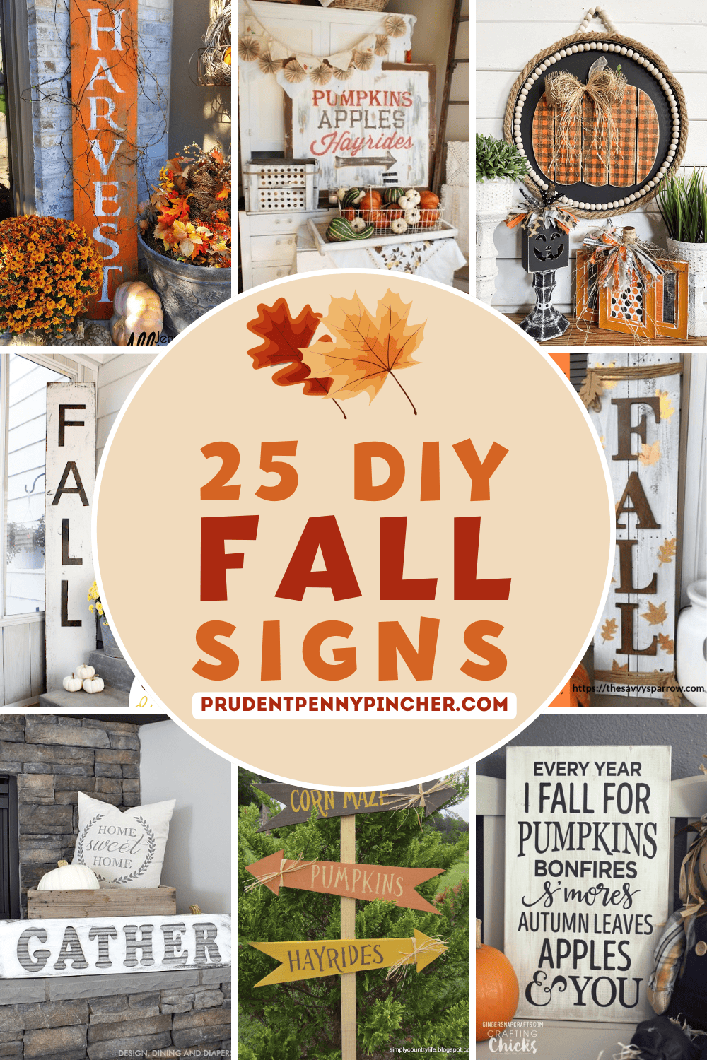 Collage of DIY fall sign ideas. 