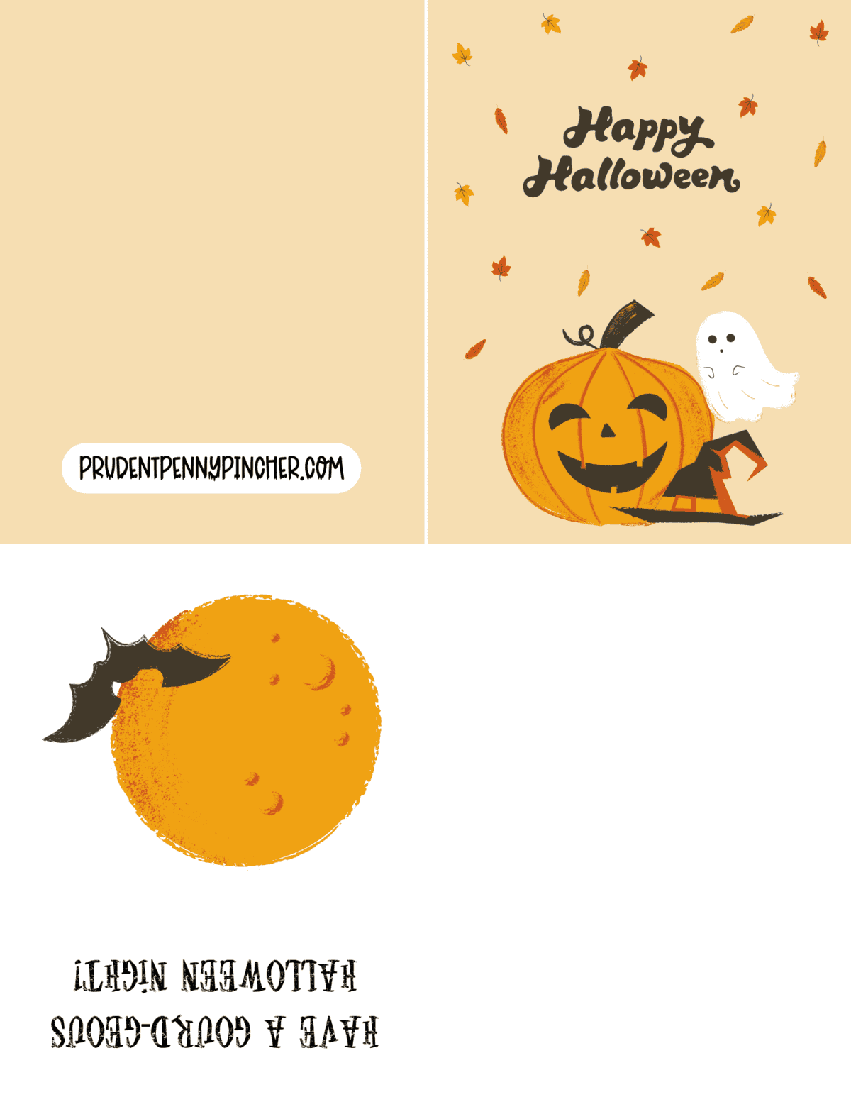 pumpkin and ghost Halloween card