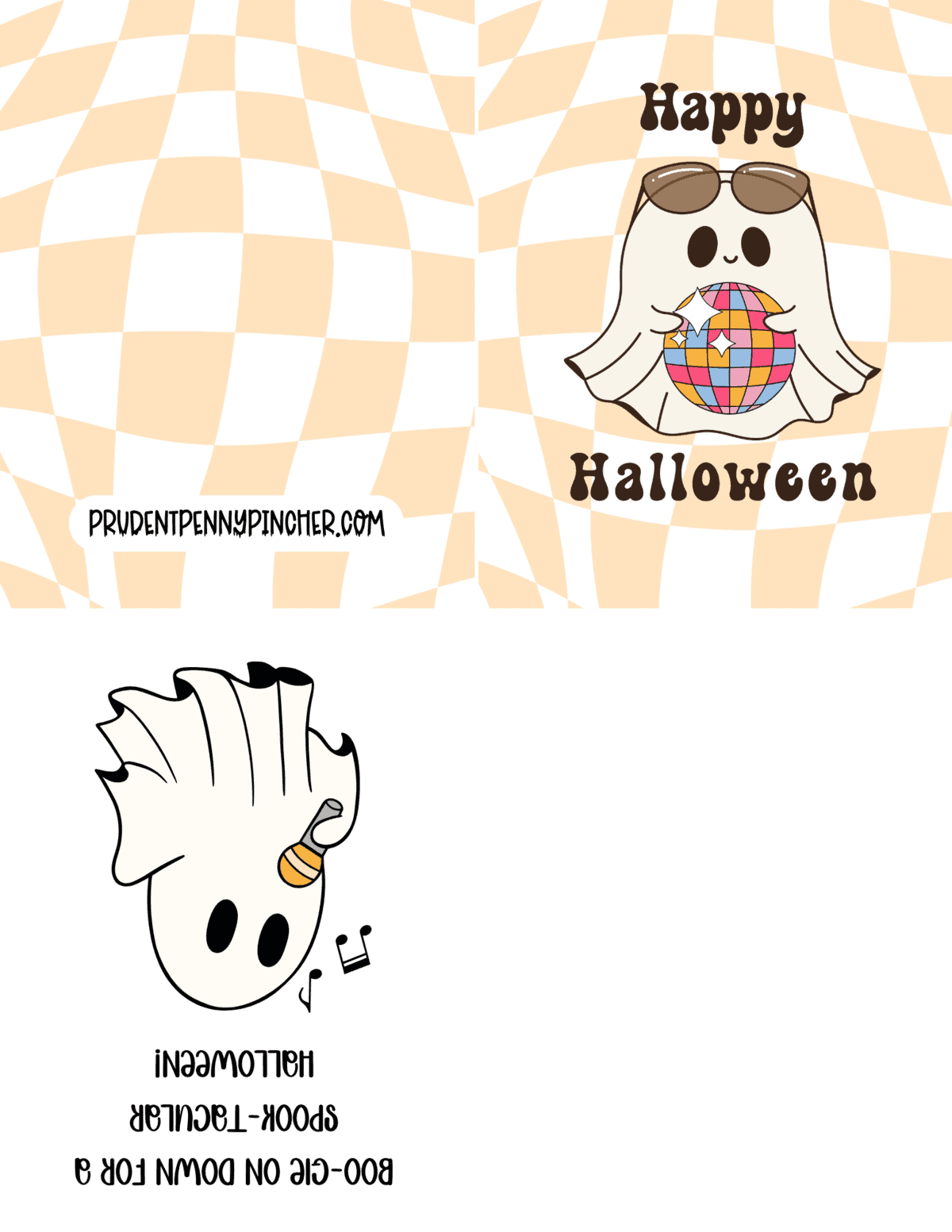 retro disco ghost Halloween card
