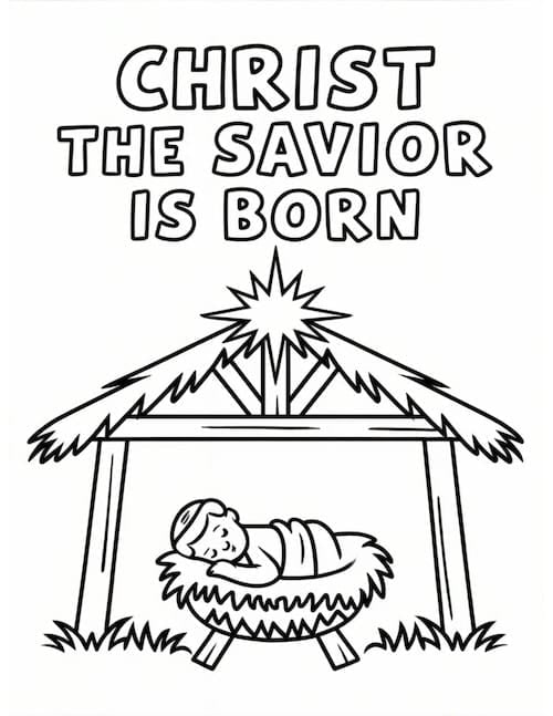 Baby Jesus in a manger under 