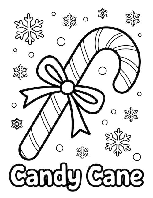 Bow-tied peppermint stick with snowflakes