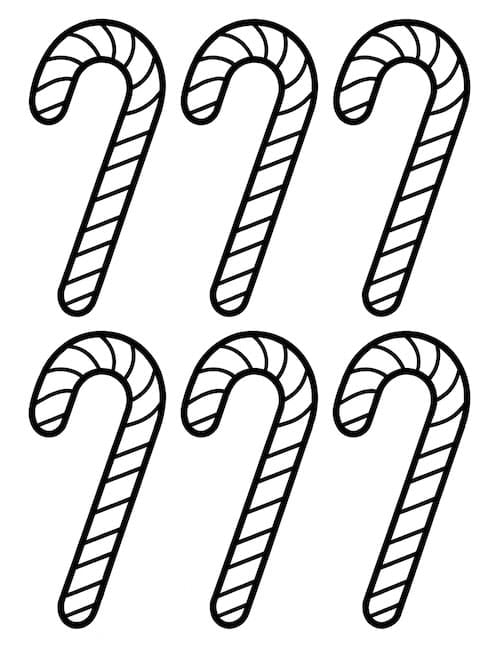 six mini candy cane template printable