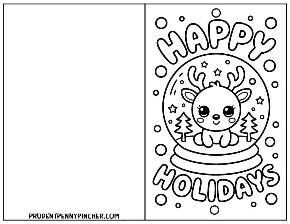 Happy Holidays reindeer in a snow globe