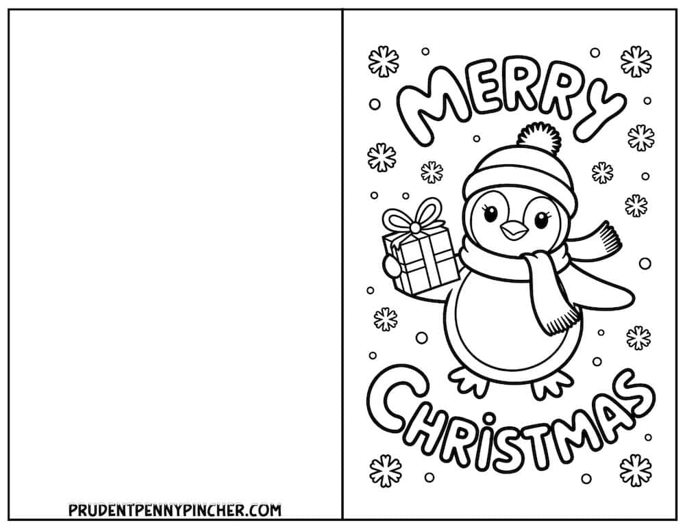 penguin holding a present
