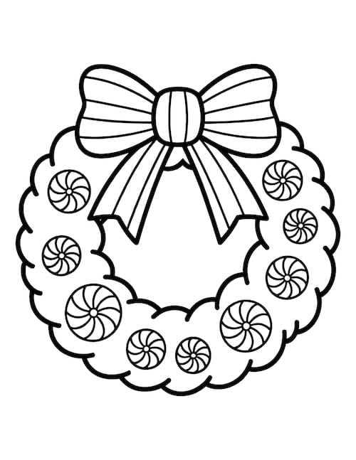 Candy-studed wreath with big bow