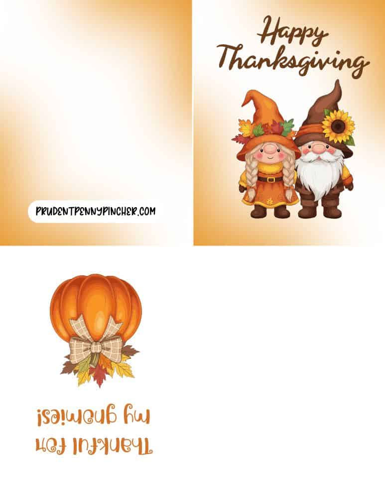 two cute gnomes in autumn outfits and the message 