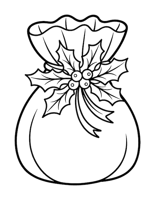 Holly-Trimmed Gift Sack