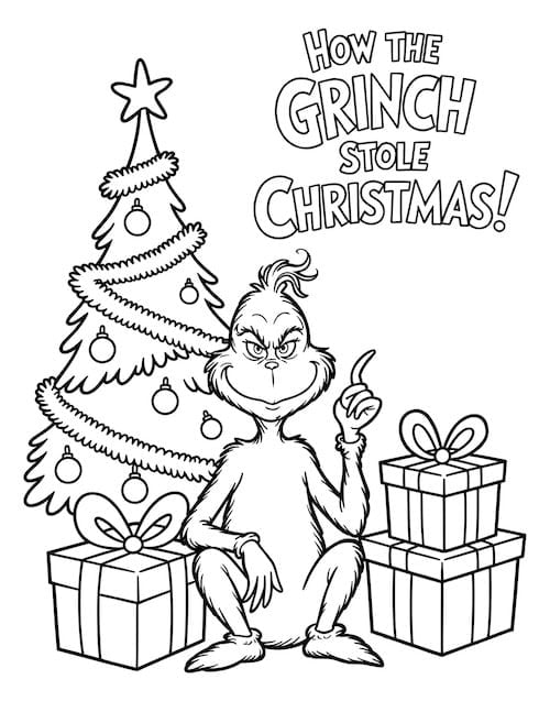 How the Grinch Stole Christmas scene coloring page
