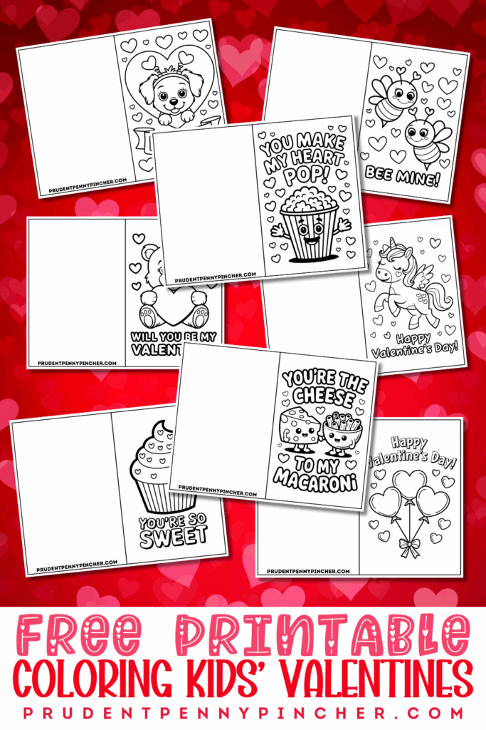 Free Printable Valentine's Day Coloring Cards for Kids - Prudent Penny ...