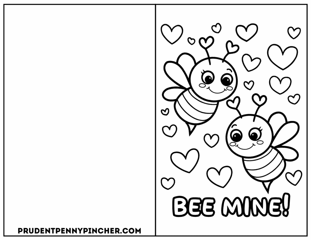 Free Printable Valentine's Day Coloring Cards for Kids - Prudent Penny ...