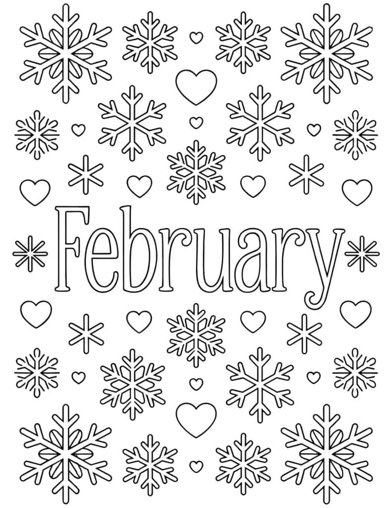 February Snowflakes Coloring Page