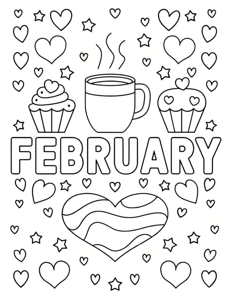 February Treats Coloring Page