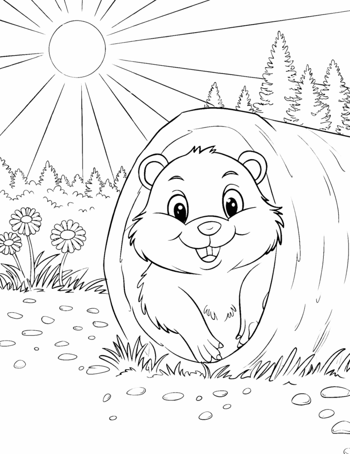 Free Printable Groundhog Day Coloring Pages for Kids - Prudent Penny ...