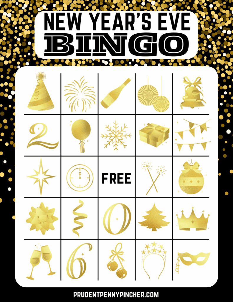 Free Printable New Year Bingo Cards for 2026 - Prudent Penny Pincher