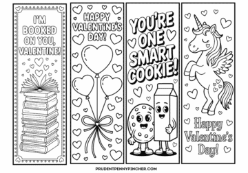 Free Printable Valentine Bookmarks for Kids to Color - Prudent Penny ...