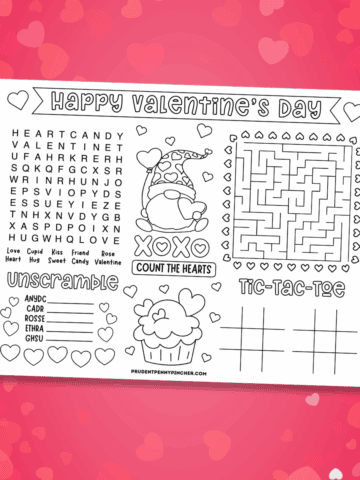Featured image with a Valentine’s Day activity placemat printable