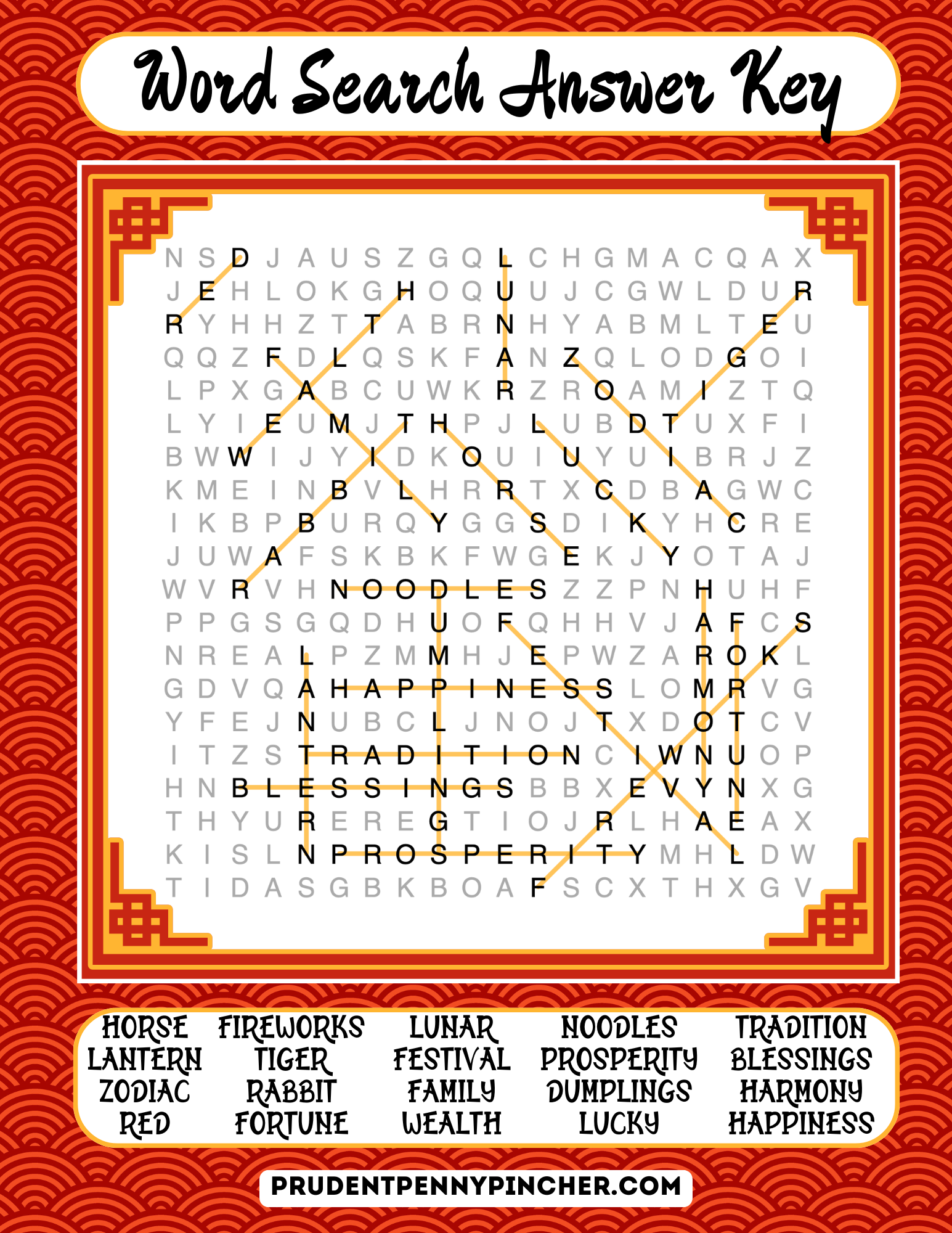 Medium Lunar New Year word search answer key.