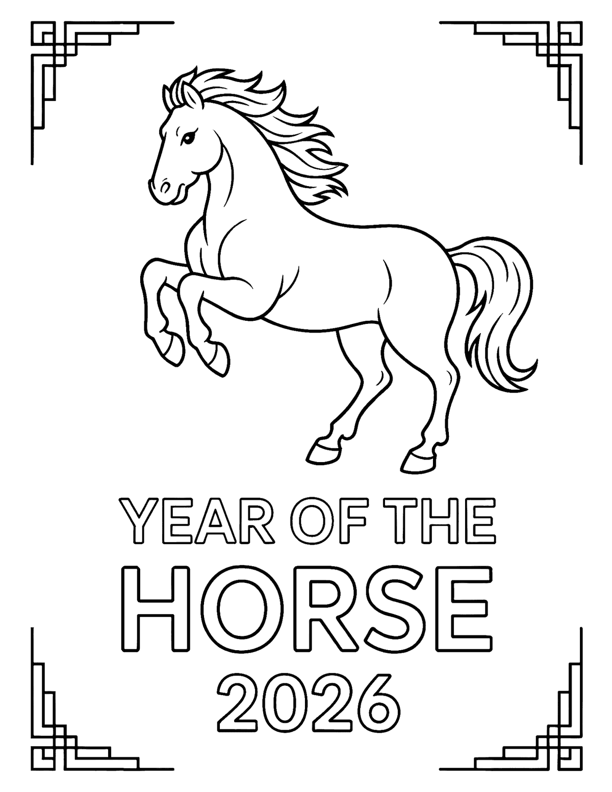 Year of the Horse coloring page