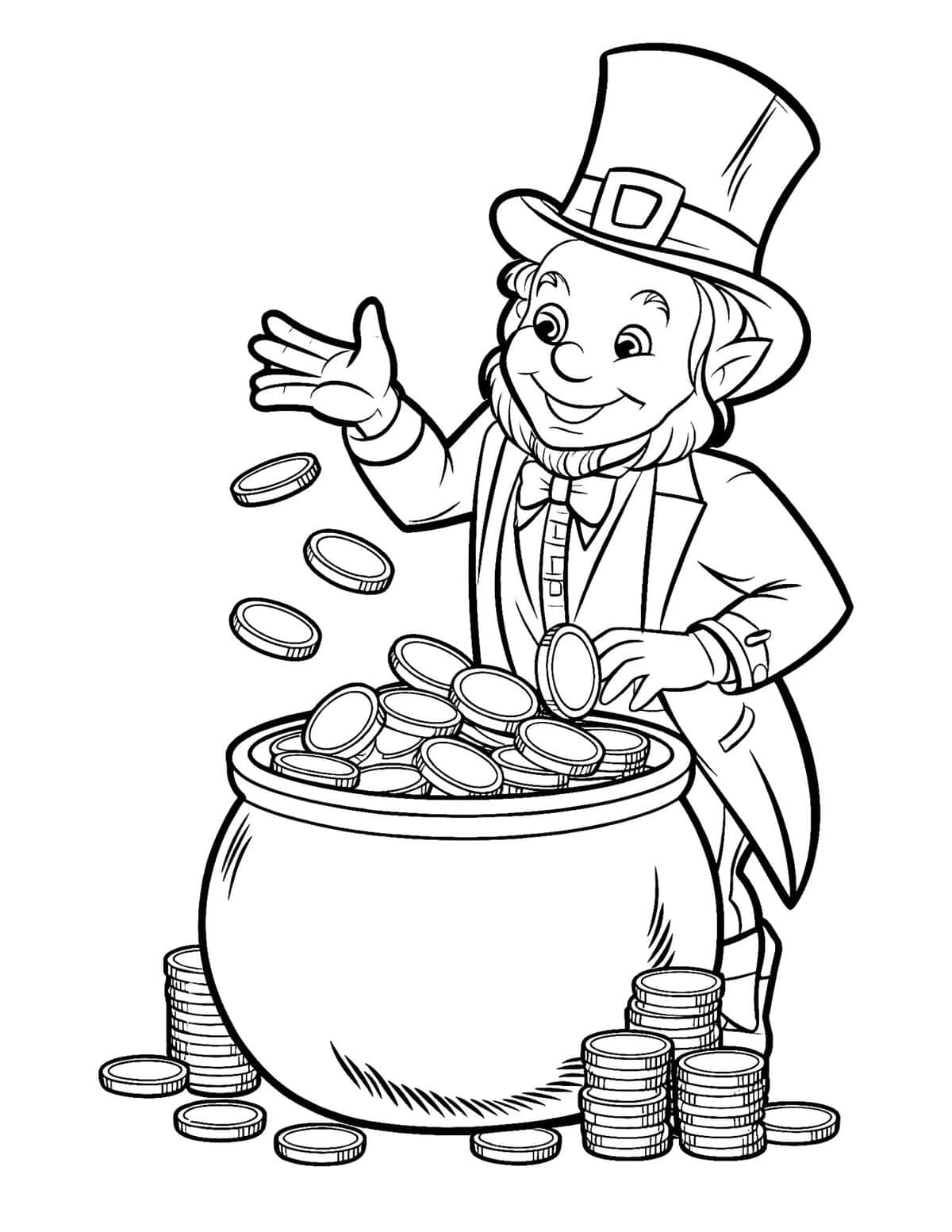 Leprechaun Tossing Gold Coins into pot