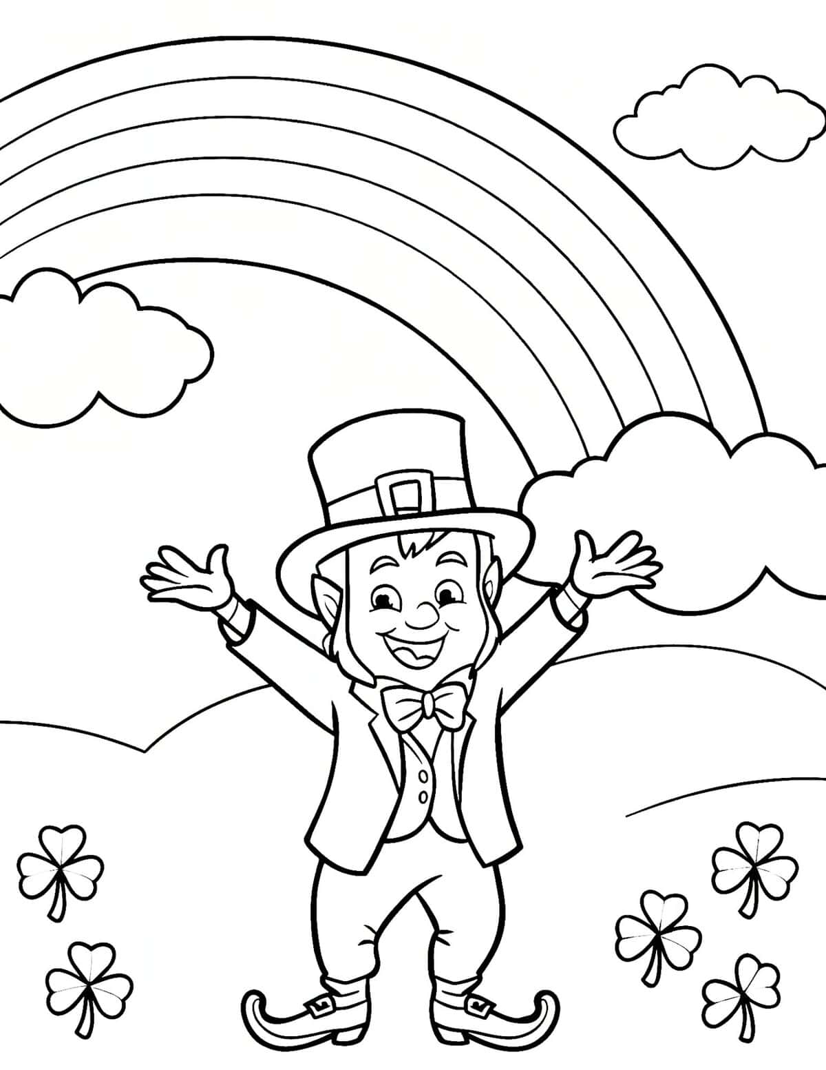 Dancing Leprechaun Under Rainbow