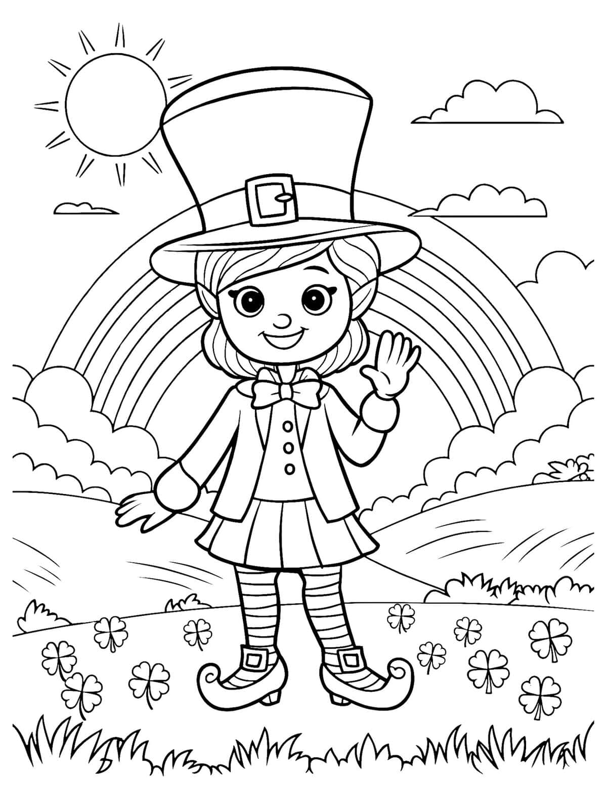 Leprechaun Girl With Rainbow