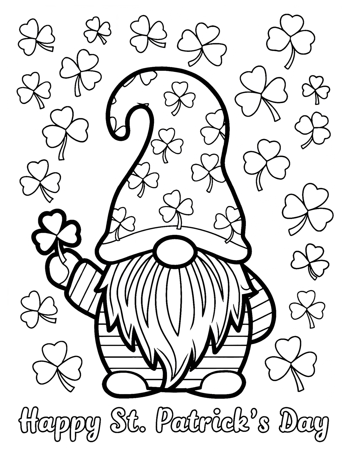 shamrock gnome coloring page