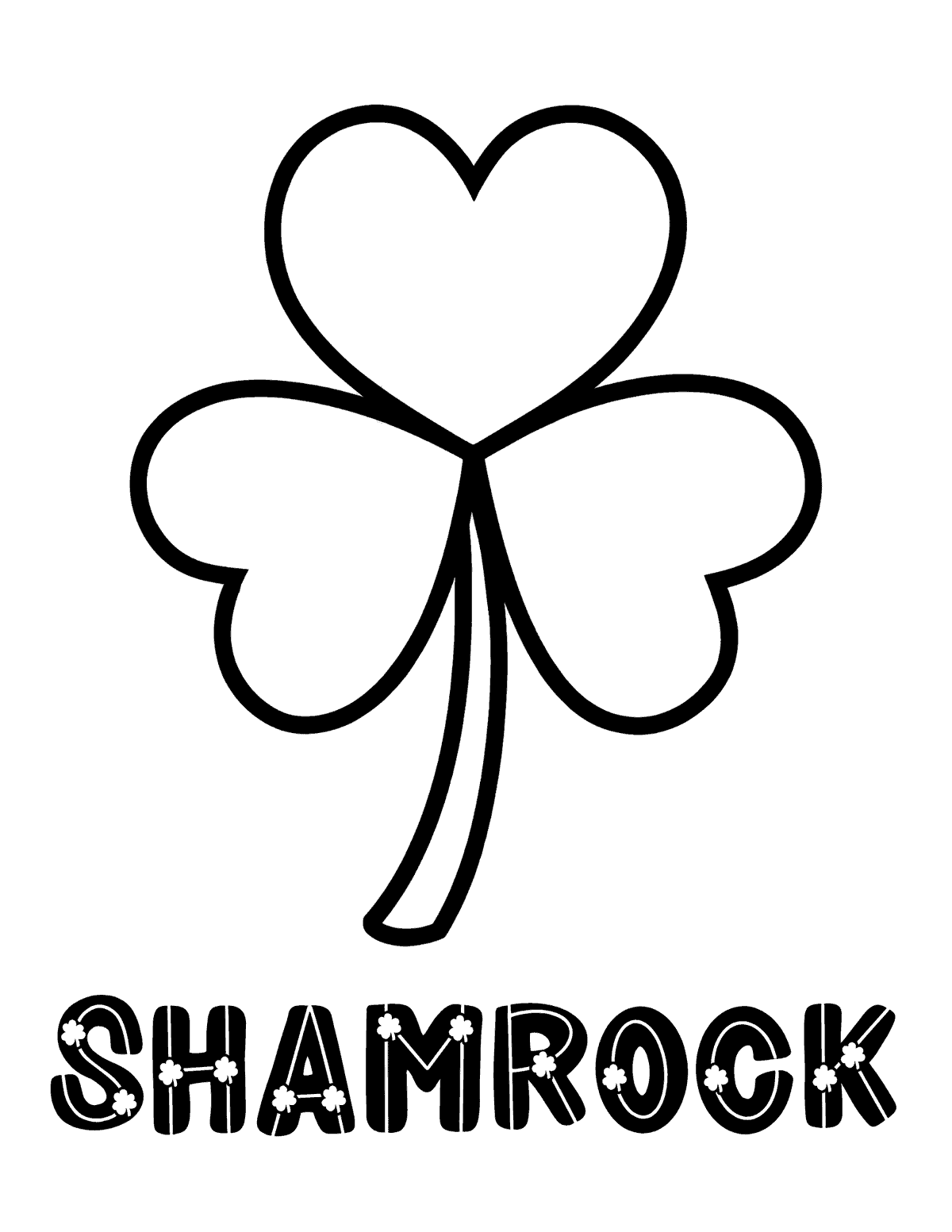 single shamrock outline coloring page