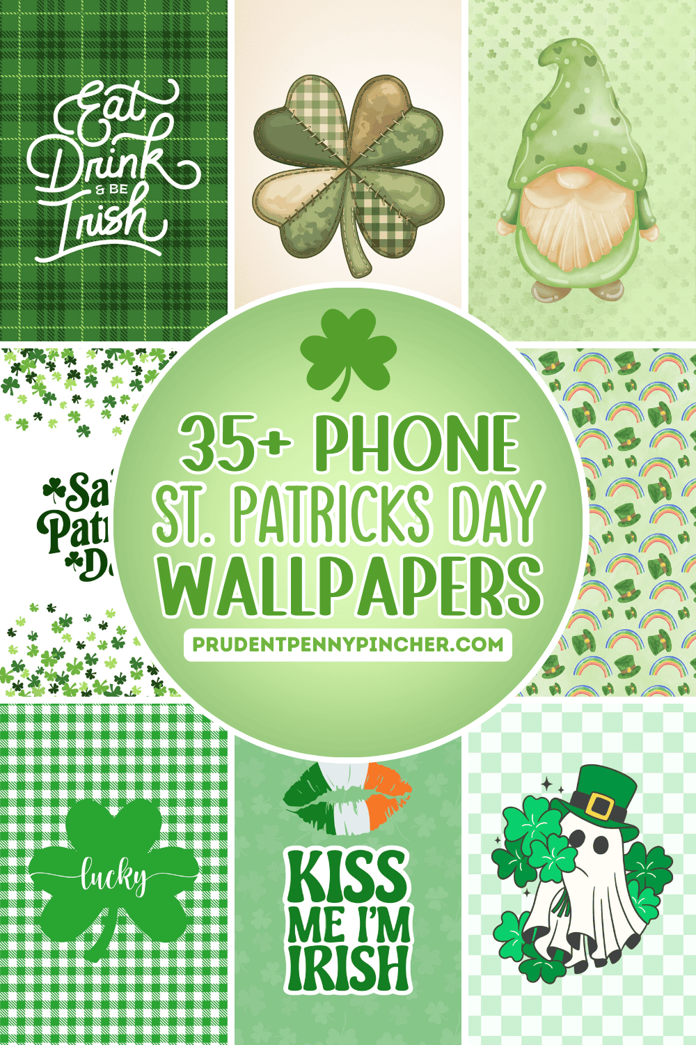 collage of St. Patrick’s Day phone wallpapers.