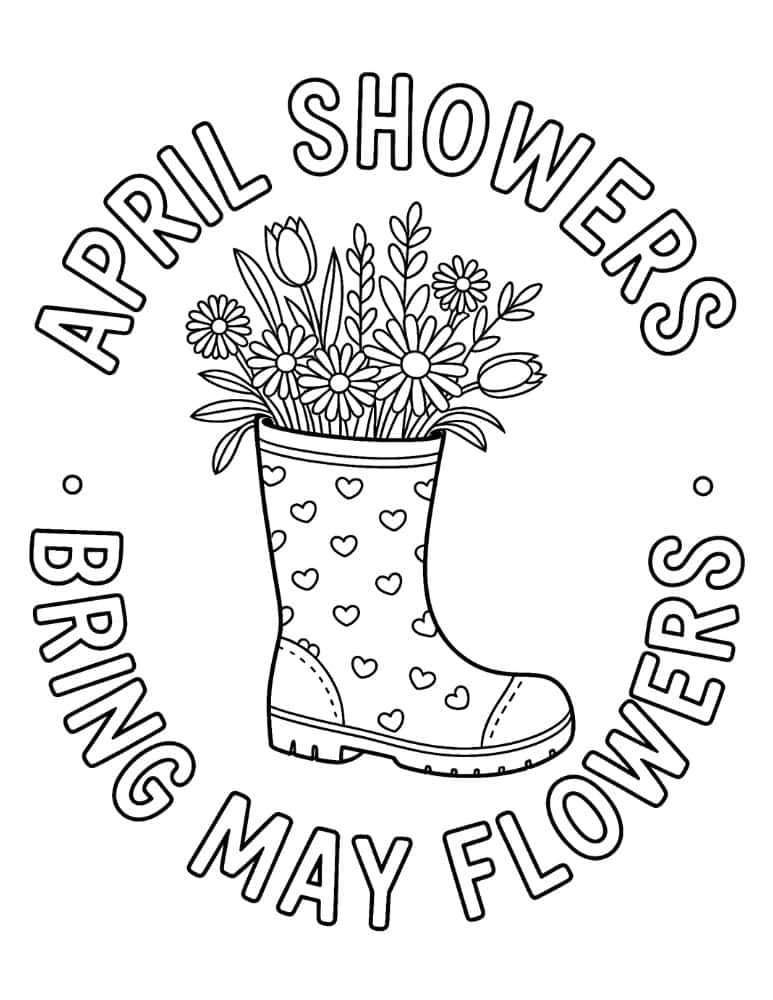 April Showers Bring May Flowers coloring page