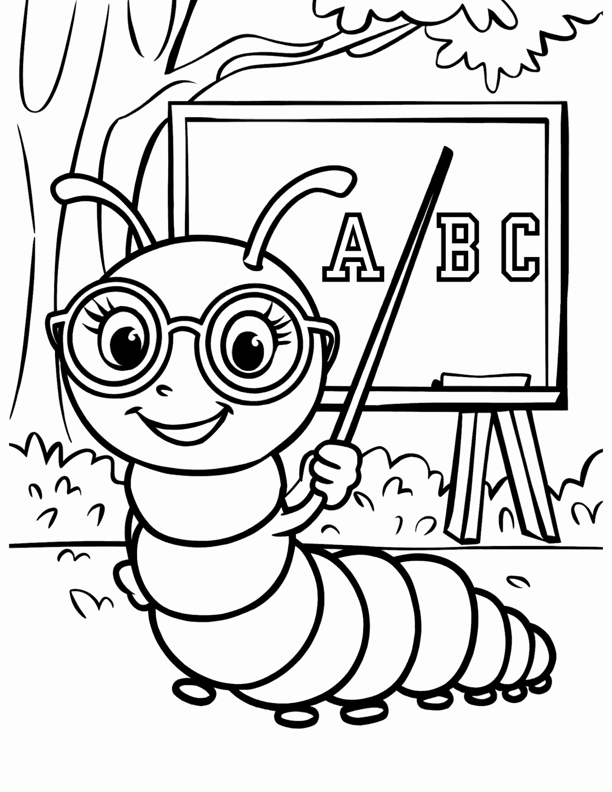 Teacher Caterpillar Coloring Page