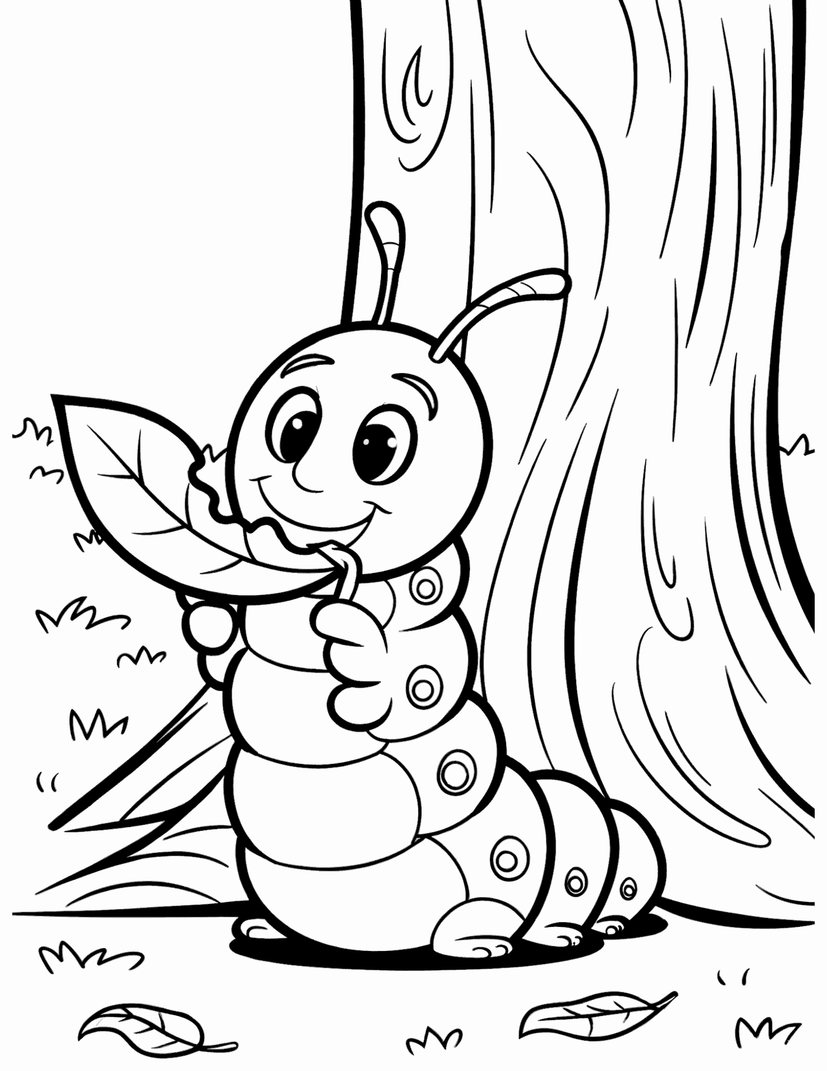 Caterpillar Munching a Leafy Snack