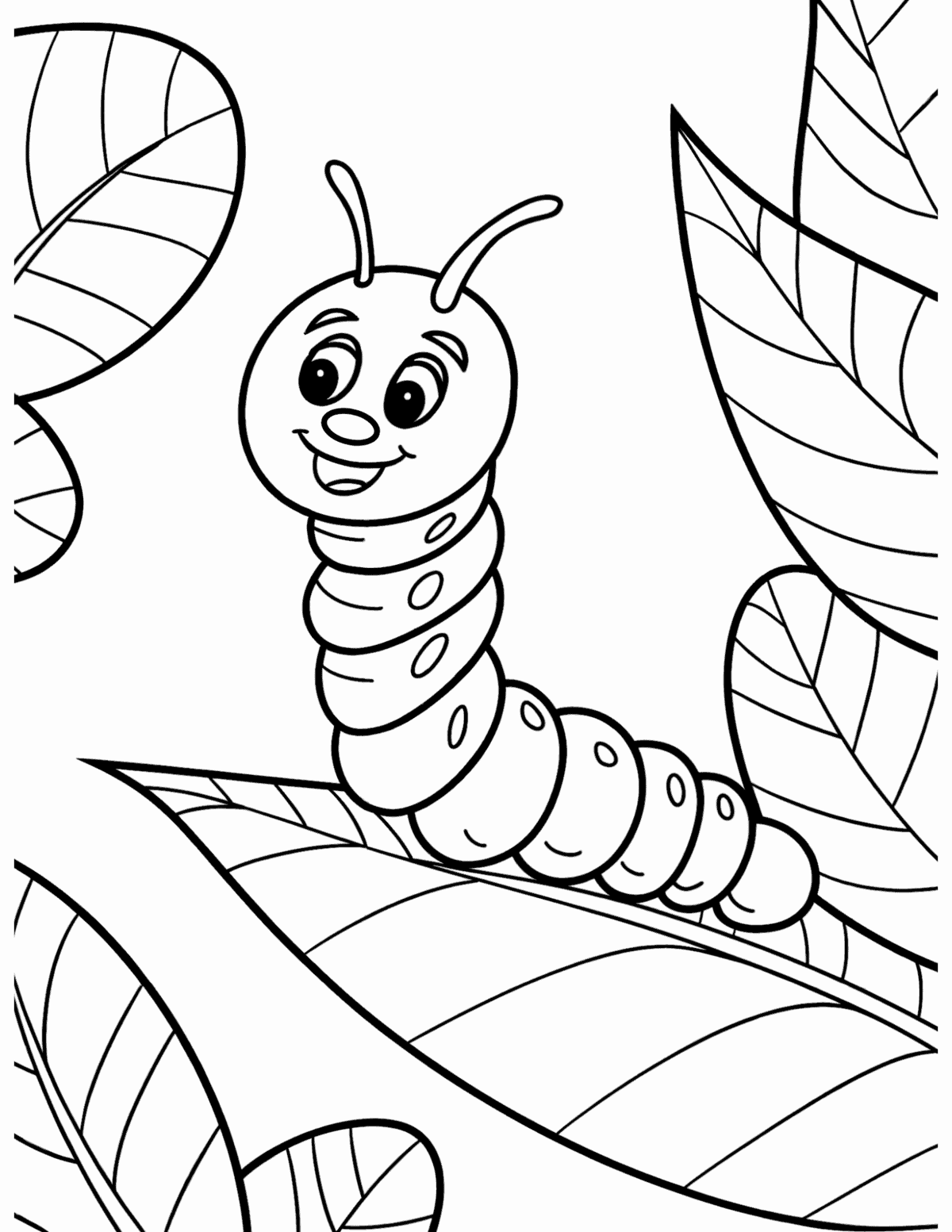 Caterpillar on a Leaf coloring page