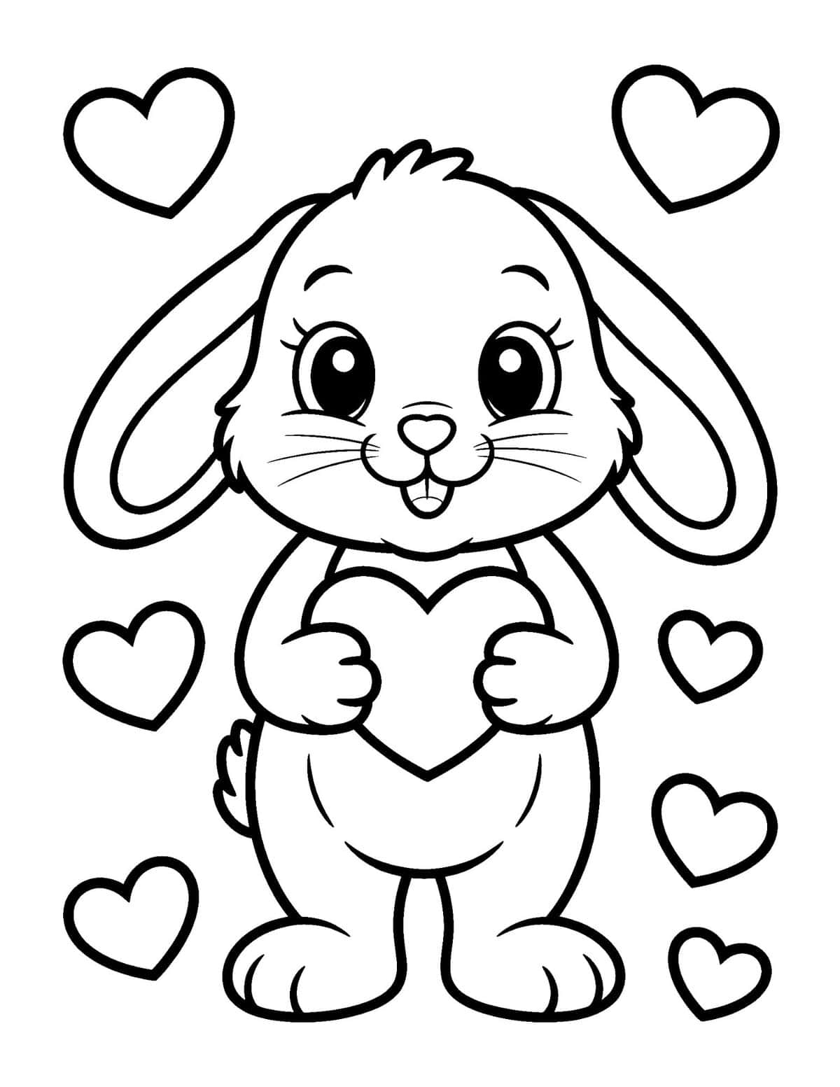 cute bunny holding a heart