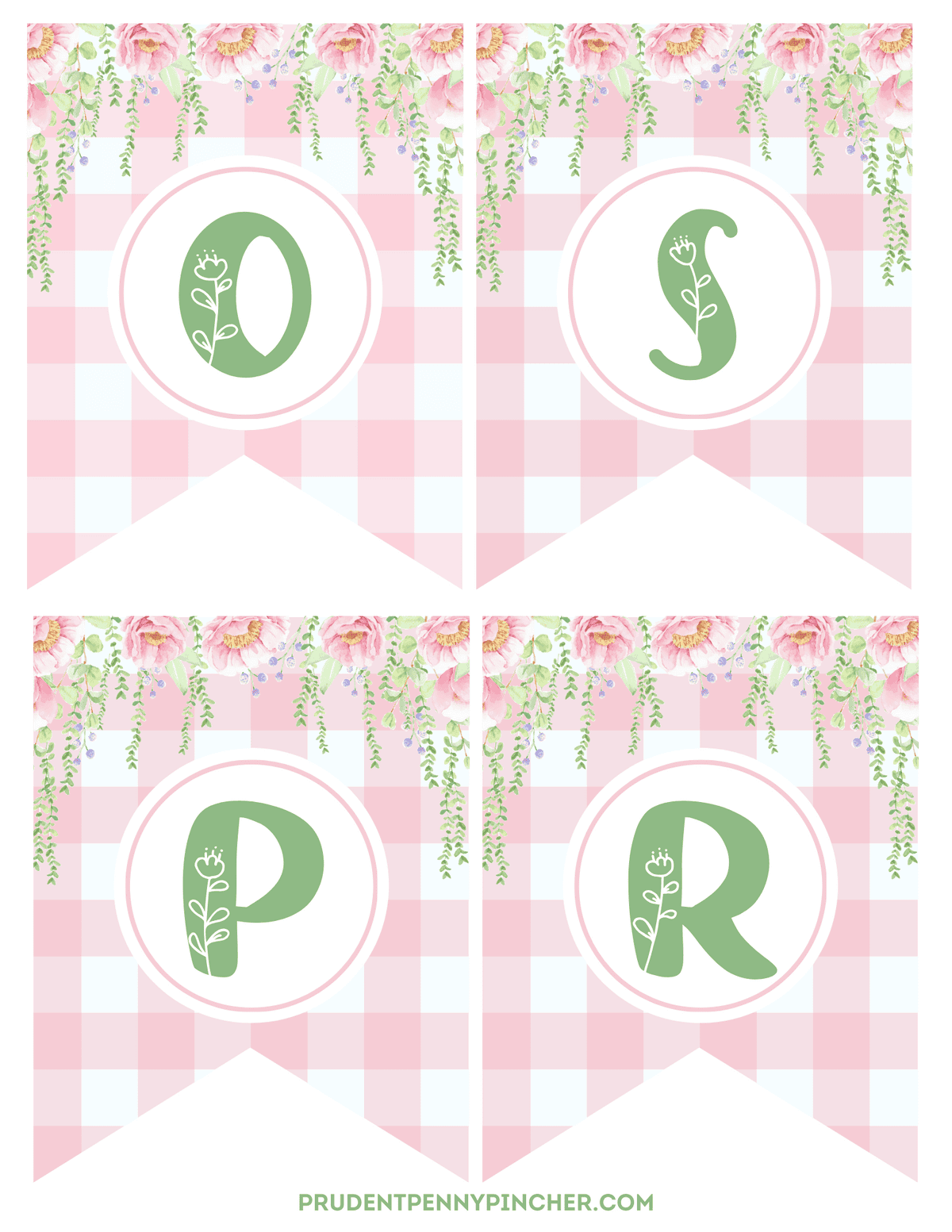 letters O, S, P, and R inside white circles with a pink ring and a floral top border.