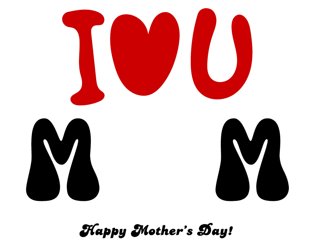 Blank I Love U Mom printable template