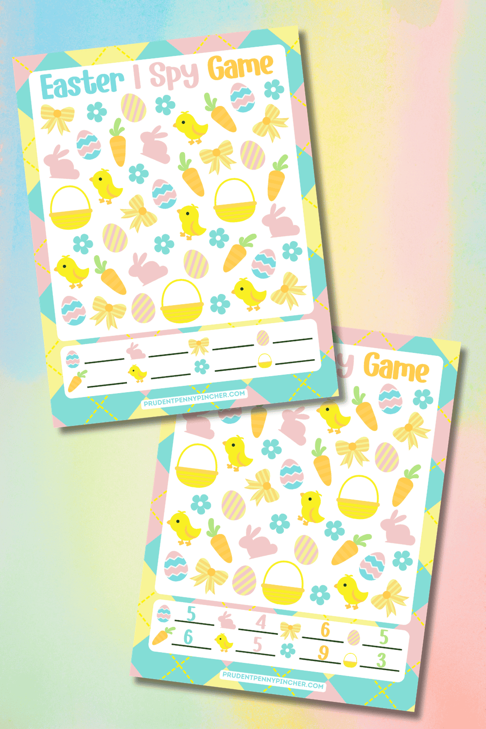 game and answer sheet on a spring gradient background.
