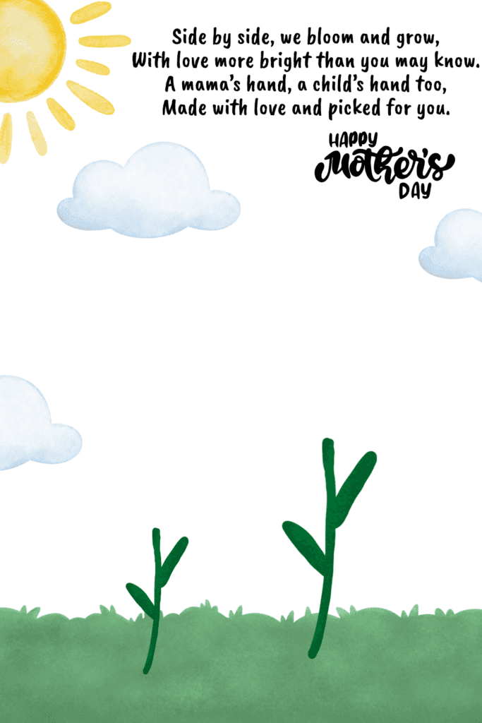 Blank mommy and me handprint flower printable