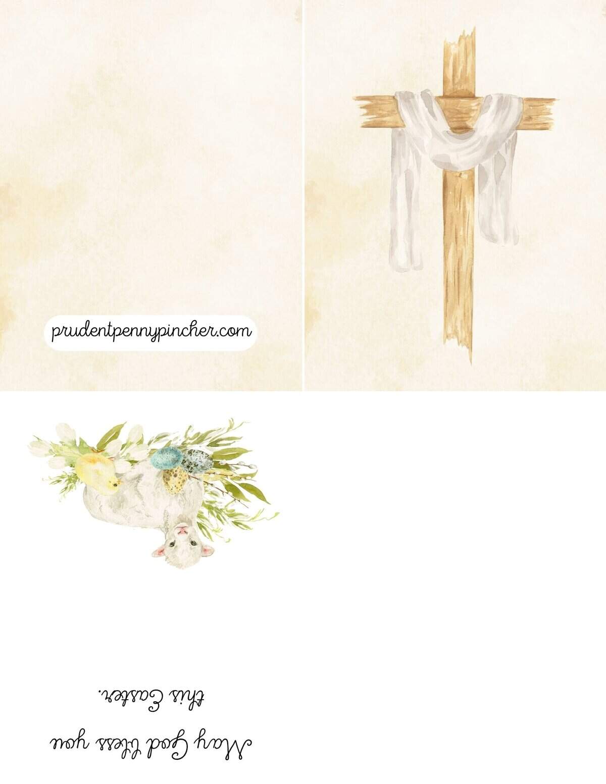 Religious Easter card printable with wooden cross and draped cloth