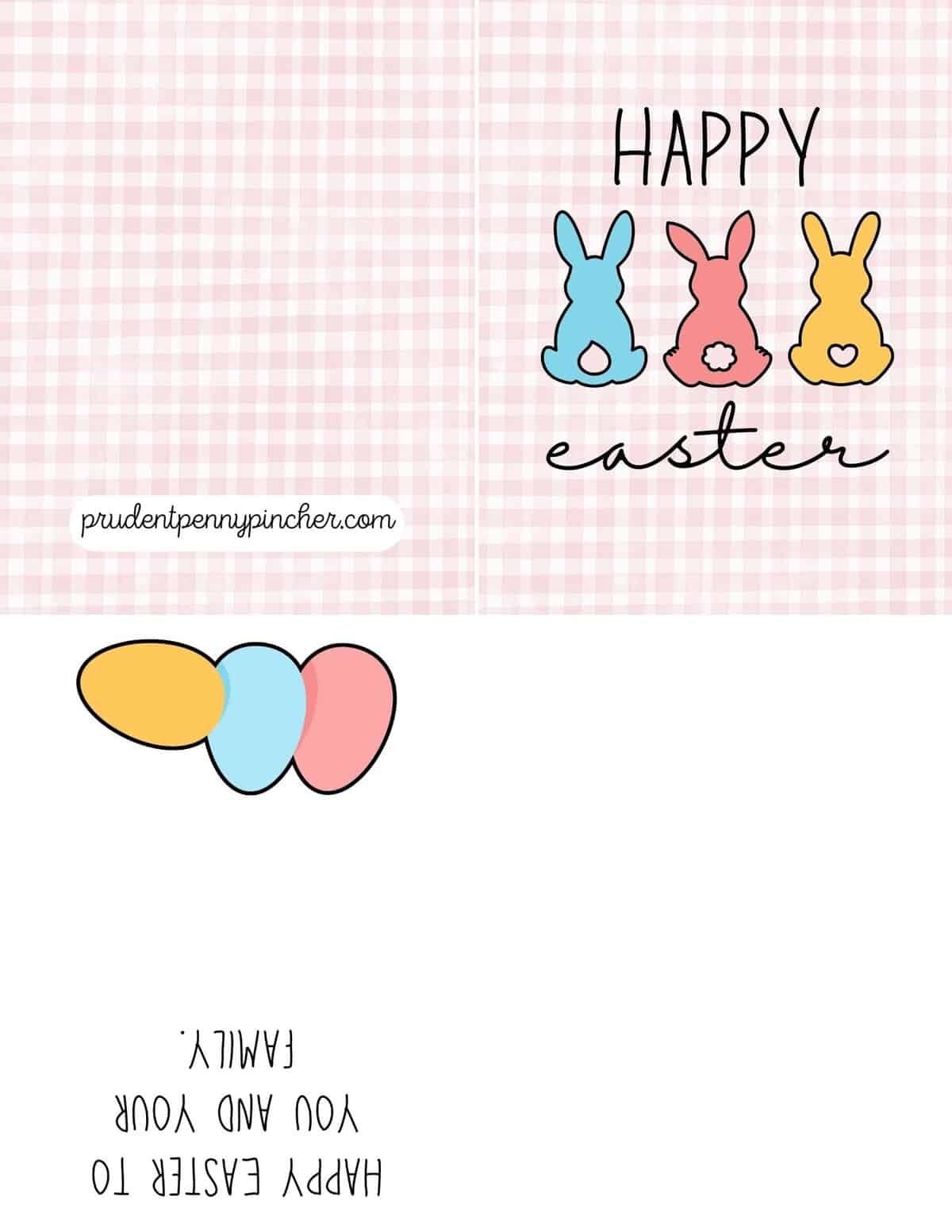 bunny silhouettes on pink gingham and eggs