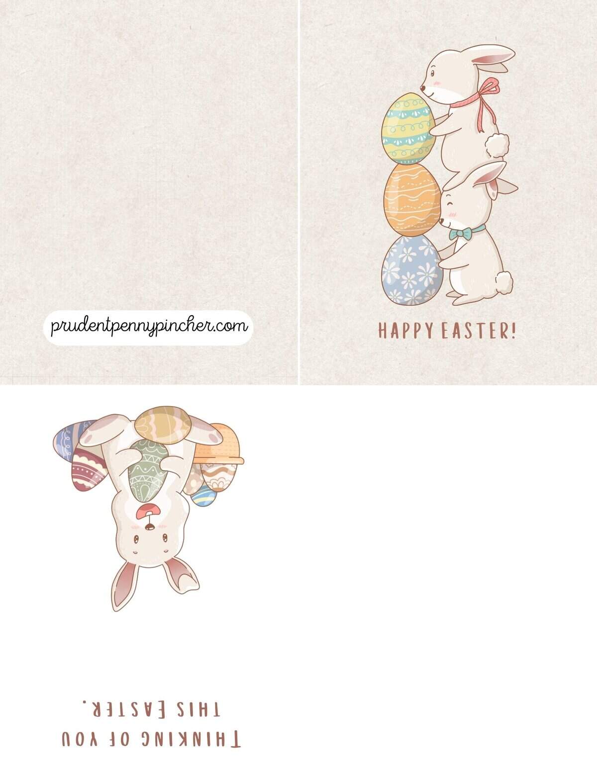 bunnies stacking decorated eggs